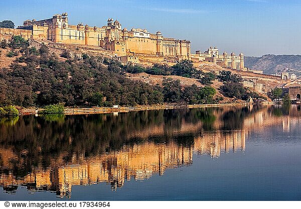 Berühmtes indisches Wahrzeichen von Rajasthan  Amer (Amber) Fort  Jaipur  Rajasthan  Indien  Asien