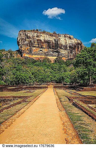 Berühmtes touristisches Wahrzeichen  der alte Sigiriya-Felsen  Sri Lanka  Asien