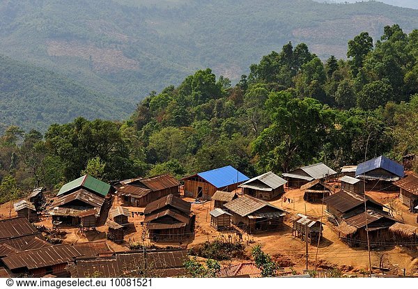 Berg Dorf umgeben Südostasien Laos Volksstamm Stamm