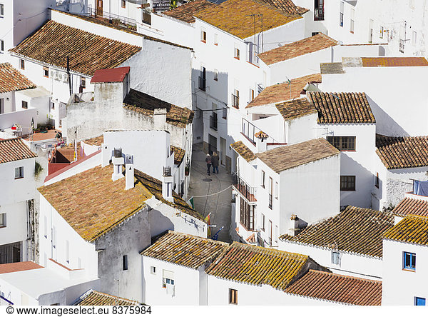 Berg Gebäude Dorf gekalkt typisch Andalusien Casares Spanien