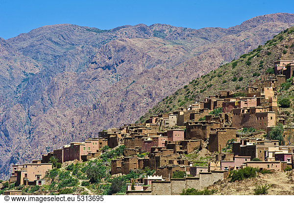 Berg Tradition Hügel Dorf typisch Afrika Berber Marokko