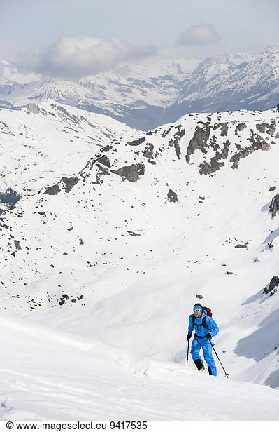 Berg Winter Mann Alpen klettern Schnee