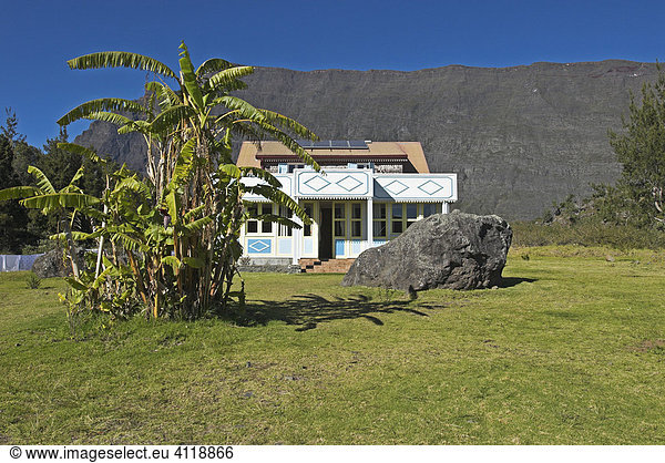 Berghütte im Dorf La Nouvelle  Vulkankessel Cirque de Mafate  Insel La Reunion  Frankreich  Afrika