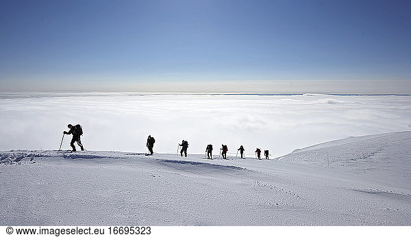 Bergsteiger im Anflug auf den Hvannadalshnukur - den höchsten Berg Islands