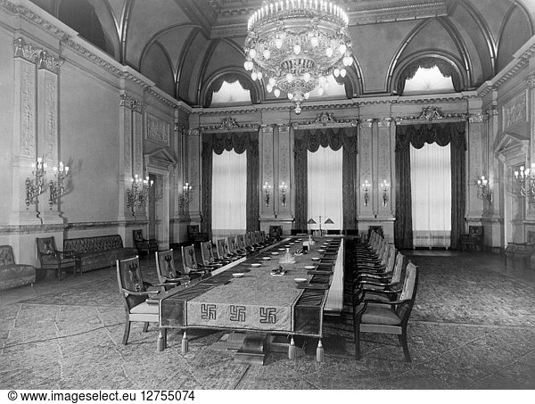 BERLIN: REICH CHANCELLERY. Conference table in the cabinet chamber of the Reich Chancellery  Berlin  Germany. Photograph  c1940.