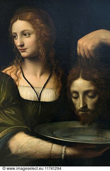 Bernardino Luini. Salome receives the Head of John the Baptist. XV th Century. Italian school. Oil on canvas. Louvre Museum - Paris.