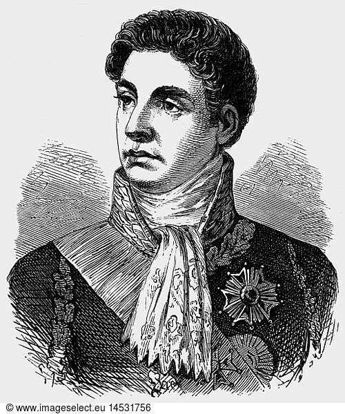 Berthier  Louis Alexandre  20.11.1753 - 1.6.1815  frz. General  PortrÃ¤t  Xylografie  19. Jahrhundert