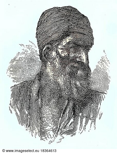 Berufe in Konstantinopel  Türkei  im Jahre 1880  Türkischer Jude Händler  Historisch  digital restaurierte Reproduktion einer Vorlage aus dem 19. Jahrhundert  Asien