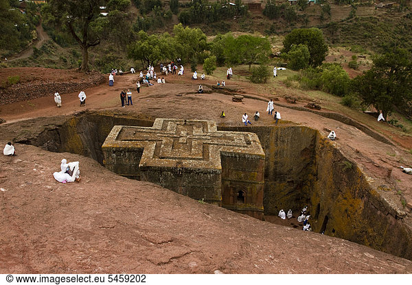 Bet Giyorgis Felsenkirche,  Lalibela,  Äthiopien,  Afrika