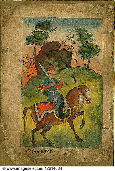 Bewaffneter indianischer Kavallerist  um 1500. Künstler: Indianische Kunst