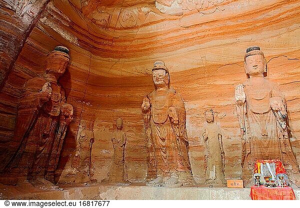 Bezirk Jingchuan in der Provinz Gansu Süd Höhlentempel