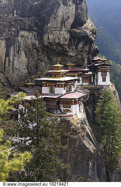 Bhutan  View of Tiger Nest temple at Paro