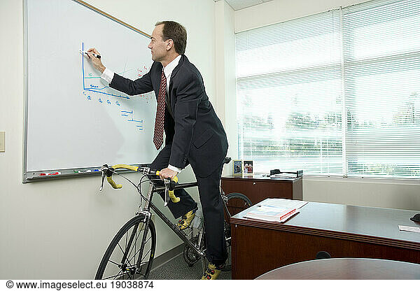 Bicycle rider in his office in Santa Clara  California.