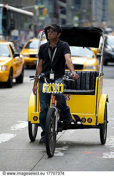 Bicycle Taxis In Midtown Manhattan  New York  Usa