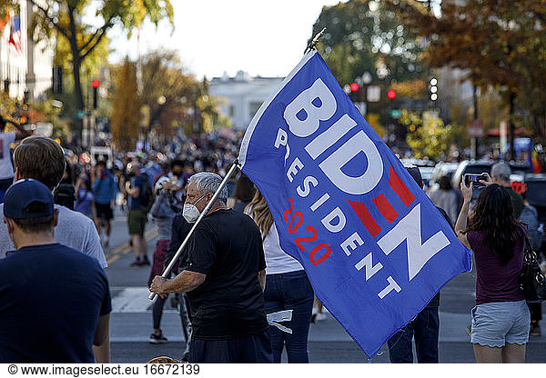 Biden supporters celebrate his win outside the White House on Nov. 7.