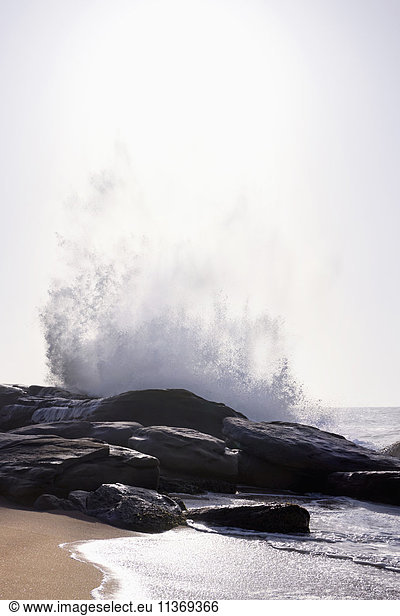 Big waves splashing at rock  Western Province  Sri Lanka