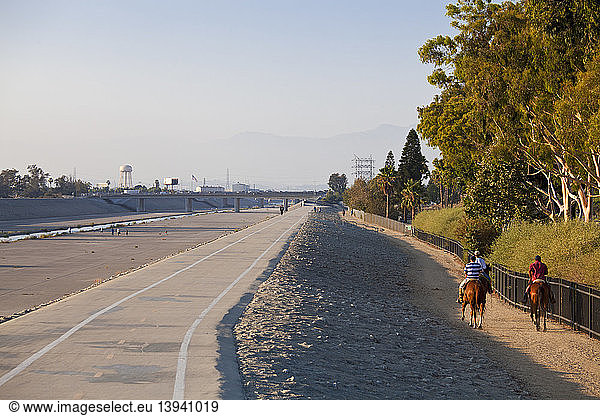 Bike Path & Horseback Riders near L.A River
