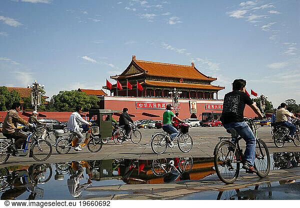 Bikes passing the Forbidden City  Beijing