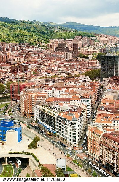 Bilbao View from Above,  Bilbao,  Biscay,  Basque Country,  Euskadi,  Euskal Herria,  Spain,  Europe.