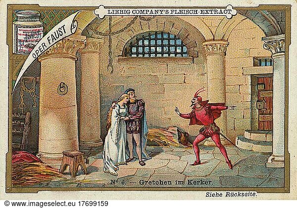 Bilderserie Oper  Faust  Gretchen im Kerker  digital restaurierte Reproduktion eines Sammelbildes von ca 1900