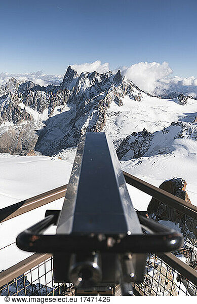 Binocular at viewpoint at Aiguille Du Midi  Mont Blanc  Chamonix  France
