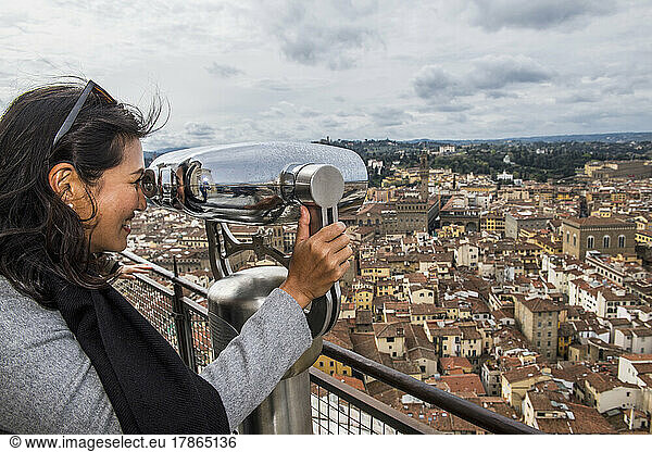 binoculars at viewpoint on the top of the Florence cathedral