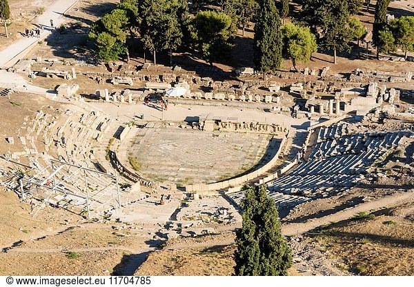 Birds-eye-view of the Theatre of Dionysus Eleuthereus  Athens  Greece.