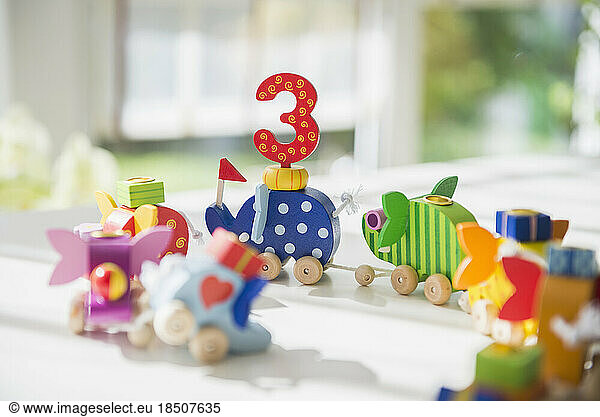 Birthday toys decoration on table  Bavaria  Germany
