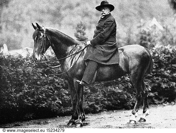 Bismarck  Otto von  1.4.1815 - 30.7.1898  deut. Politiker  Ganzfigur  zu Pferd  Friedrichsruh  7.7.1890
