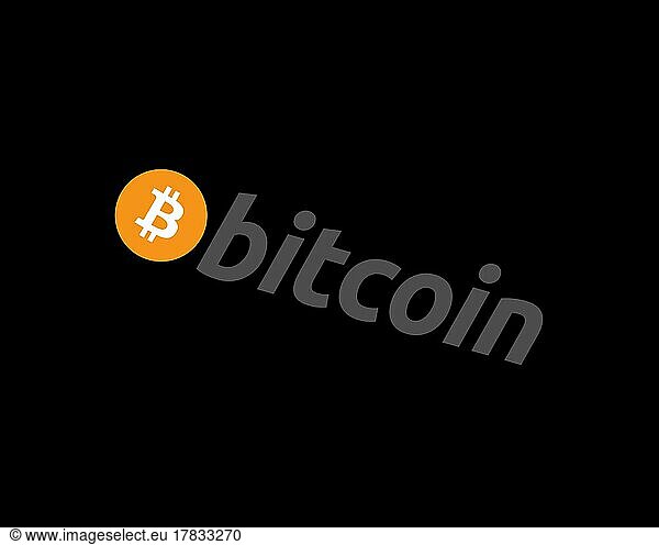 Bitcoin  gedrehtes Logo  Schwarzer Hintergrund B