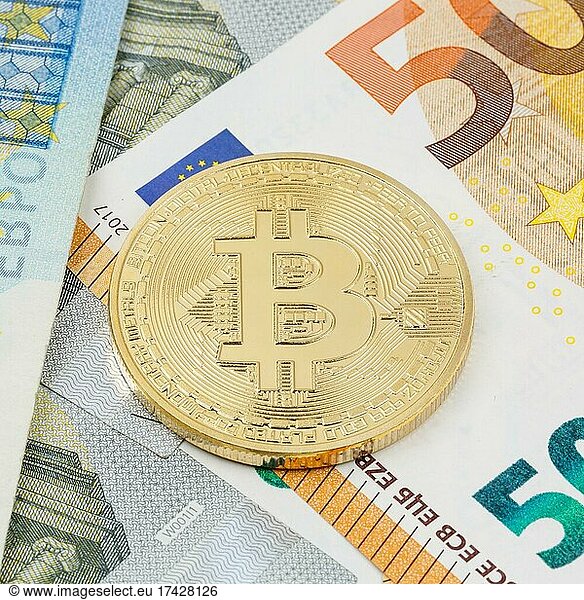 Bitcoin Krypto Währung online bezahlen digital Geld Kryptowährung Euro Wirtschaft Finanzen Quadrat