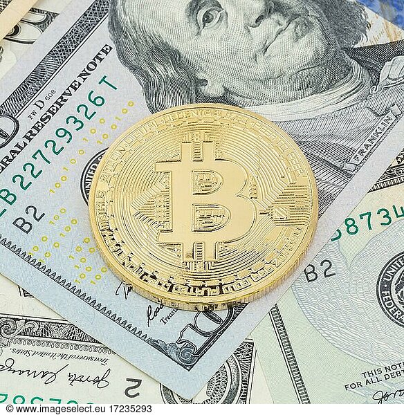 Bitcoin Krypto Währung online bezahlen digital Geld Kryptowährung US-Dollar Wirtschaft Finanzen quadratisch