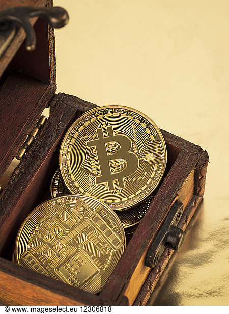 Bitcoins in a box  cryptocurrency
