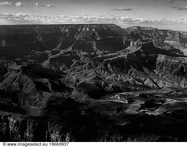 Black and white film photo of Grand Canyon Arizona