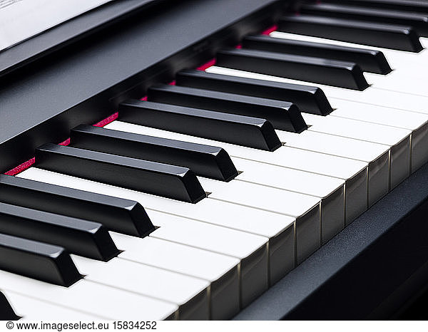 Black and white keys on a electronic piano