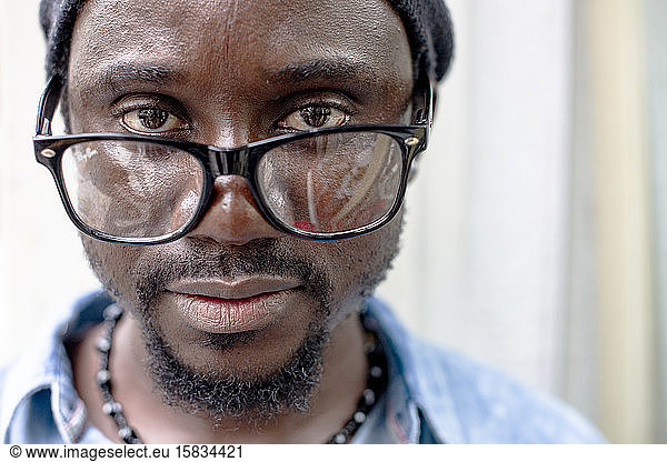 Black man wearing glasses