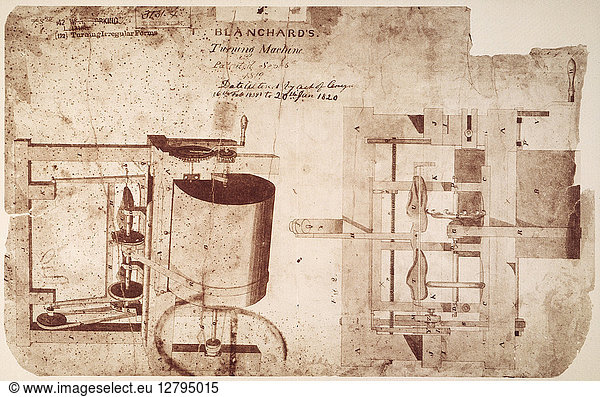 BLANCHARD'S LATHE BLANCHARD'S LATHE, 1819. Patent drawing for Thomas ...