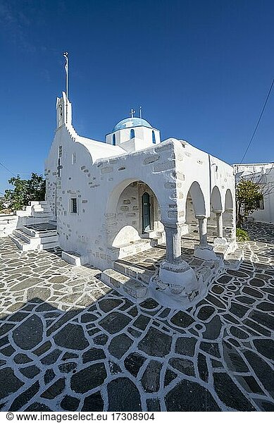 Blaue-Weiße Griechisch-Orthodoxe Kirche Agios Nikolaos  Parikia  Paros  Kykladen  Ägäis  Griechenland  Europa