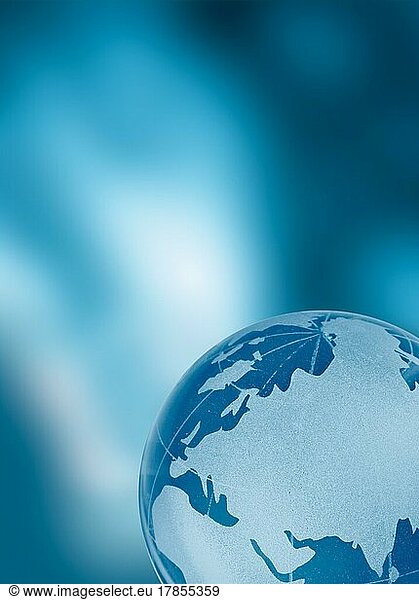 Blauer Business-Hintergrund mit Kristallglas-Globus