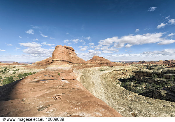 Blauer Himmel über der Wüste in Moab  Utah  Vereinigte Staaten