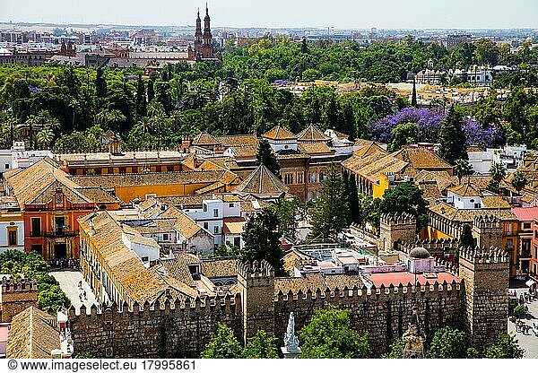 Blick auf Alcázar  Sevilla  Sevilla  Andalusien  Spanien  Europa