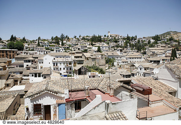Blick auf das antike Stadtviertel Albaicin  Granada  Sierra Nevada  Andalusien  Südspanien  Spanien  Europa