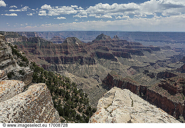 Blick auf den North Rim des Grand Canyon National Park vom Bright Angel Point  UNESCO-Welterbe  Arizona  Vereinigte Staaten von Amerika  Nordamerika