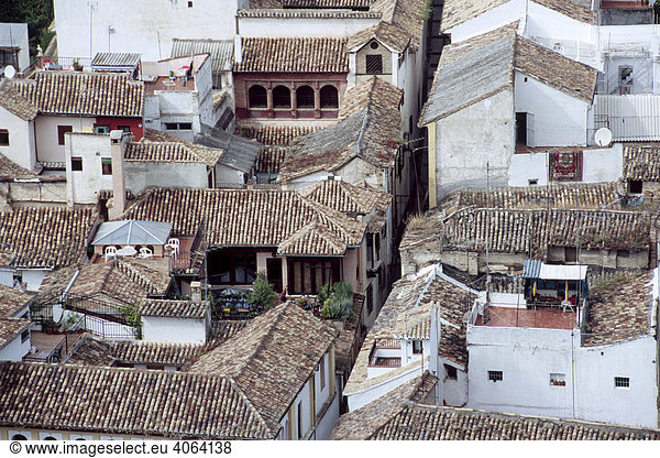 Blick auf die Dächer von Granada,  Andalusien,  Spanien,  Europa