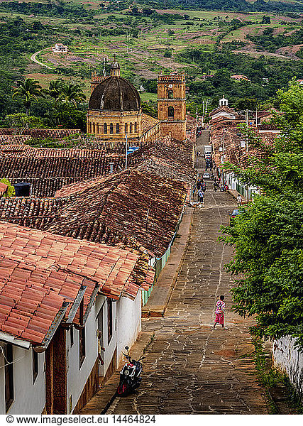 Blick auf die Kathedrale La Inmaculada Concepcion  Barichara  Departement Santander  Kolumbien  Südamerika