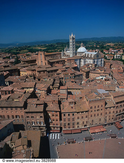 Blick auf Siena mit Kathedrale Santa Maria Assunta  Siena  Toskana  Italien