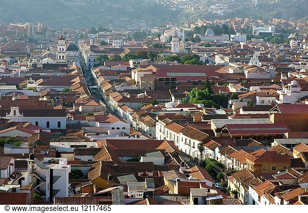 Blick über die Dächer der Altstadt  Sucre  Chuquisaca  Bolivien  Südamerika