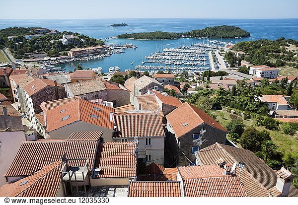 Blick über die Dächer der Altstadt und den Hafen  Vrsar  Istrien  Kroatien  Europa