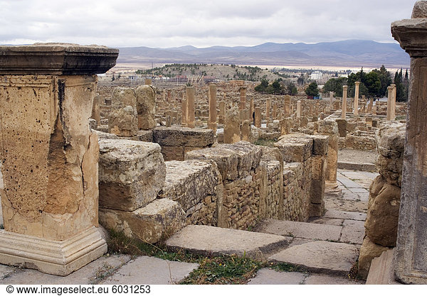 Blick über die römische Seite des Timgad  UNESCO World Heritage Site  Algerien  Nordafrika  Afrika