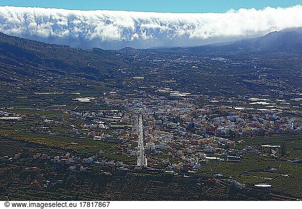 Blick vom Mirador El Time auf die Gemeinde Los Llanos  La Palma  Kanarische Insel  Spanien  Europa
